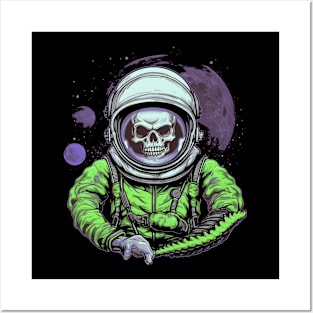 Retro  Mean Skull Astronaut Posters and Art